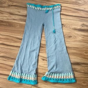 Crochet trim bell bottom pants